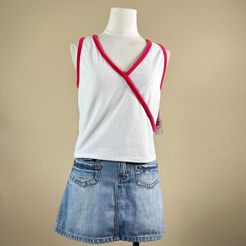 NWT White and Pink Terrycloth Juicy Wrap Shirt
